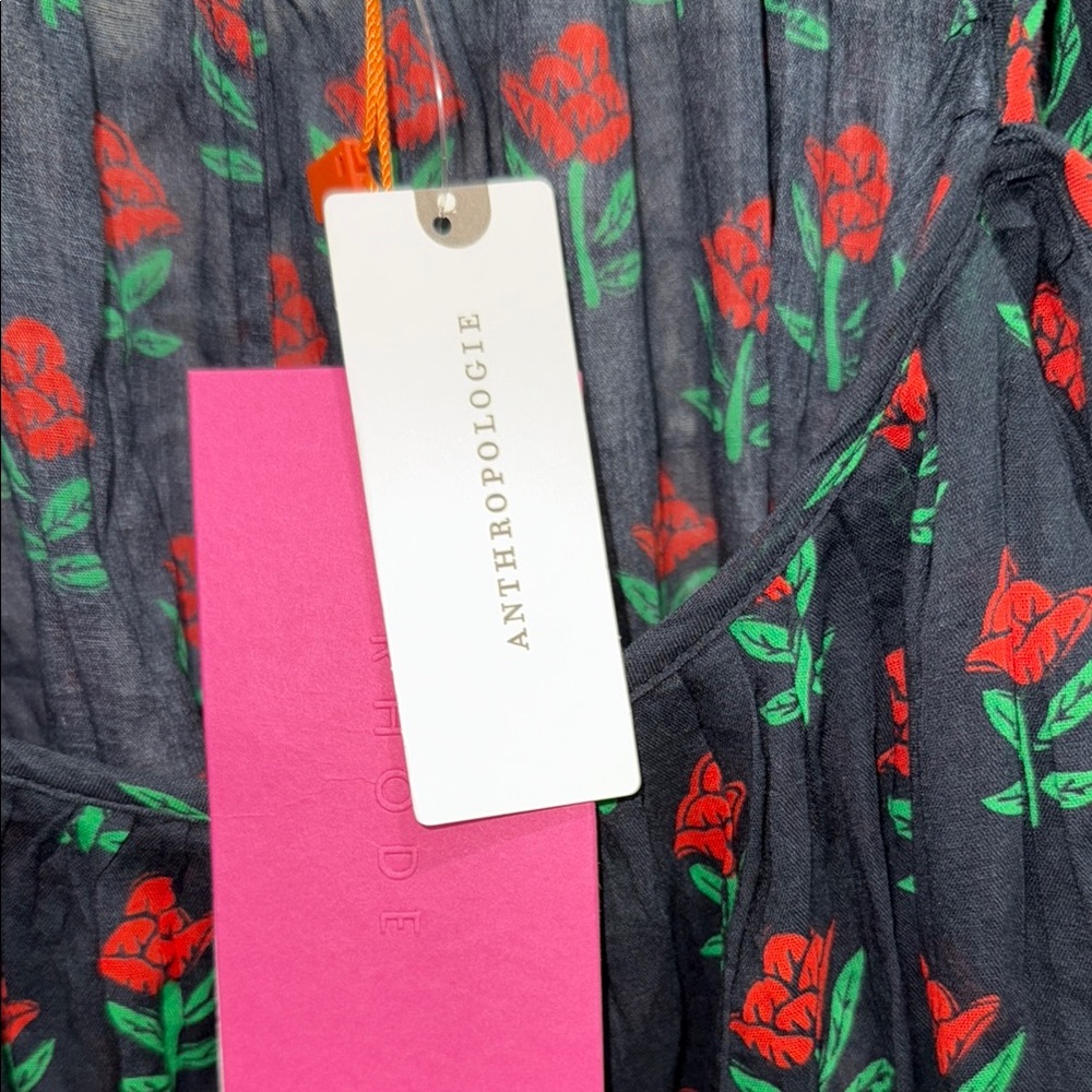 RHODE Floral Black and Red Mini Dress missing belt - Picture 4 of 7